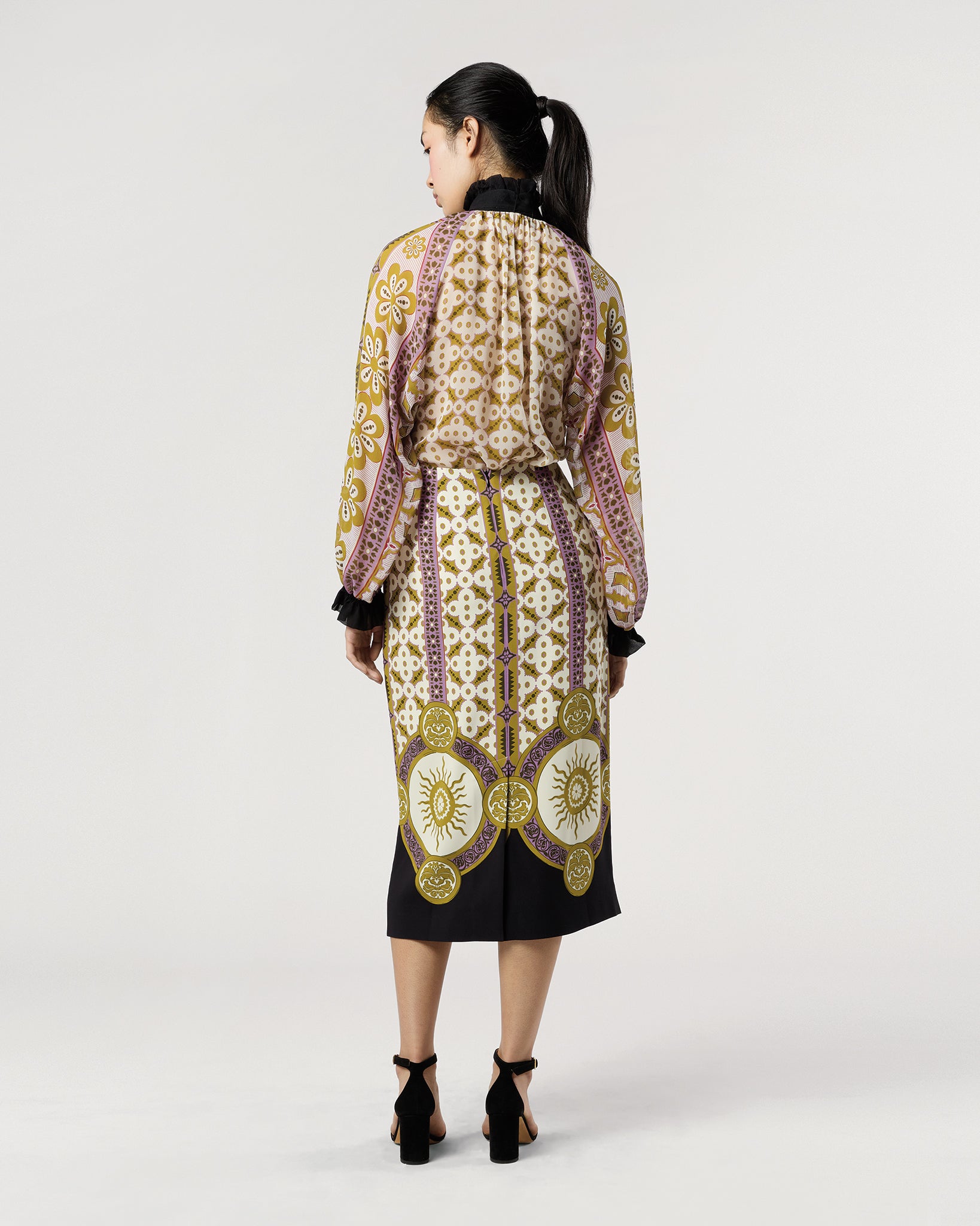 Pencil Skirt in Pagoda Satin