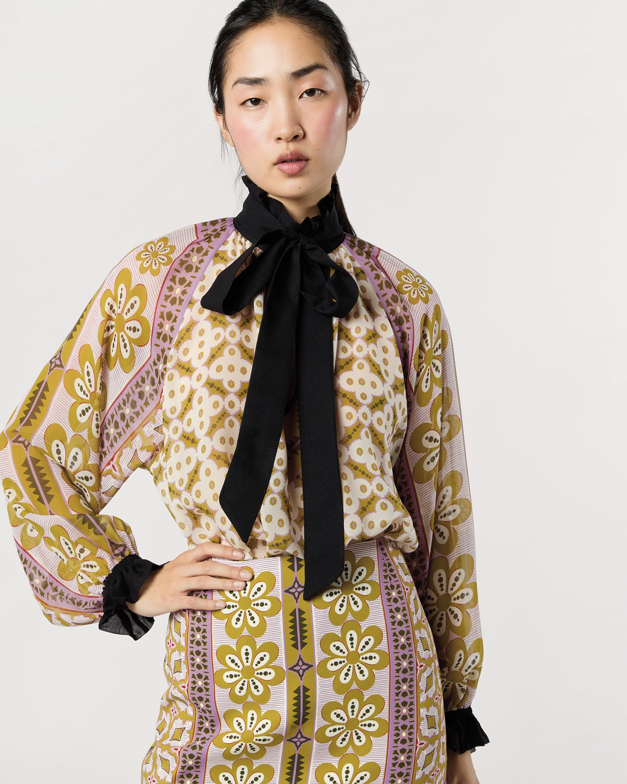 Cerere Blouse in Pagoda Silk Chiffon