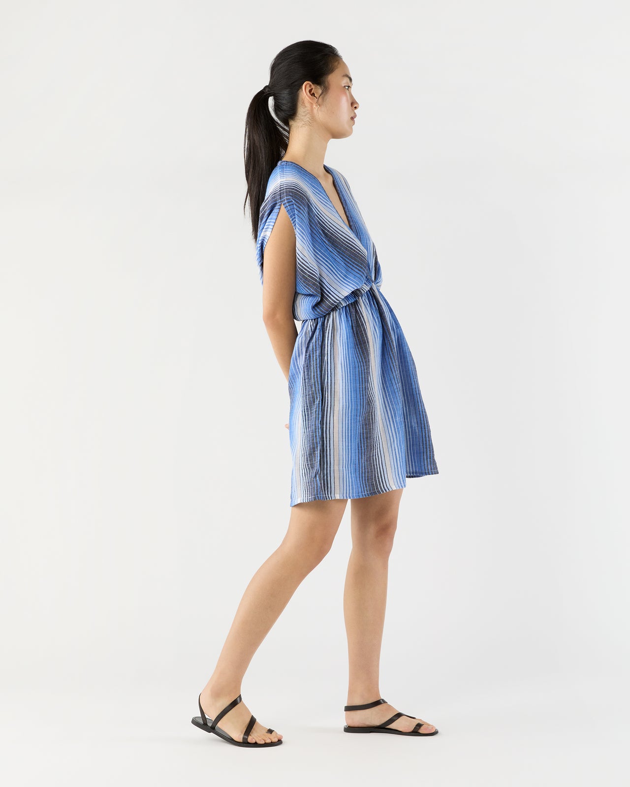 Alem Plunge Dress in Feven Blue