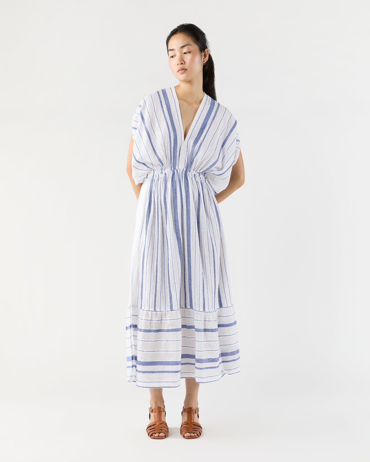 Leila Plunge Dress in Tiki Azure