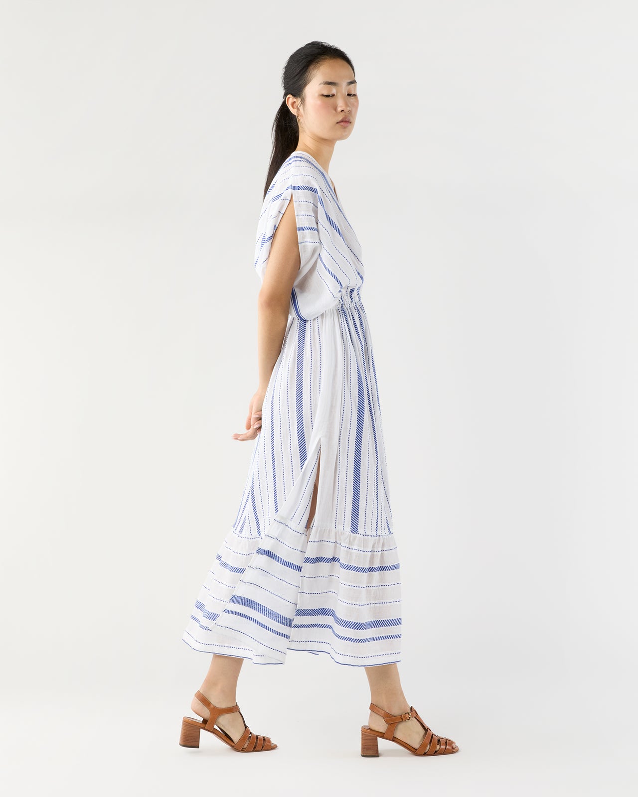 Leila Plunge Dress in Tiki Azure