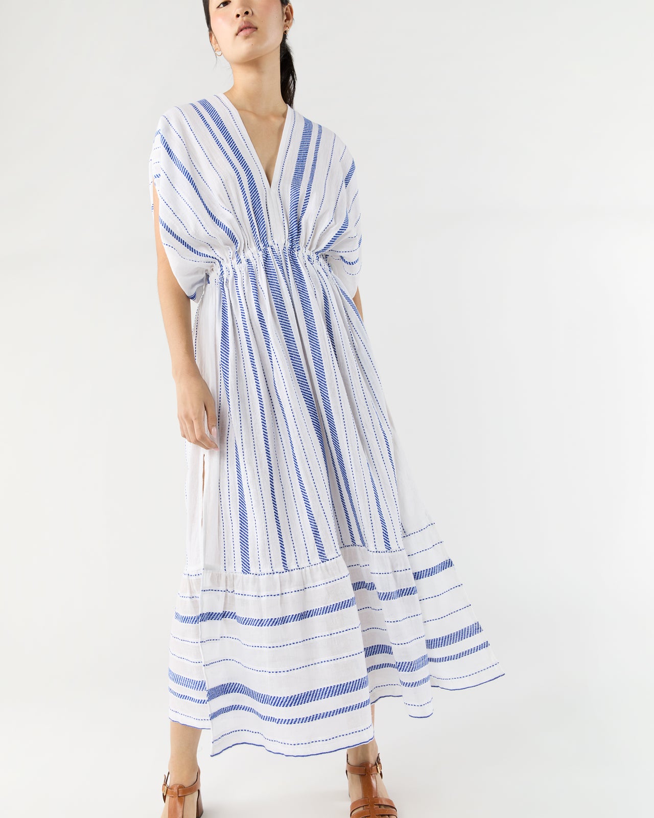 Leila Plunge Dress in Tiki Azure