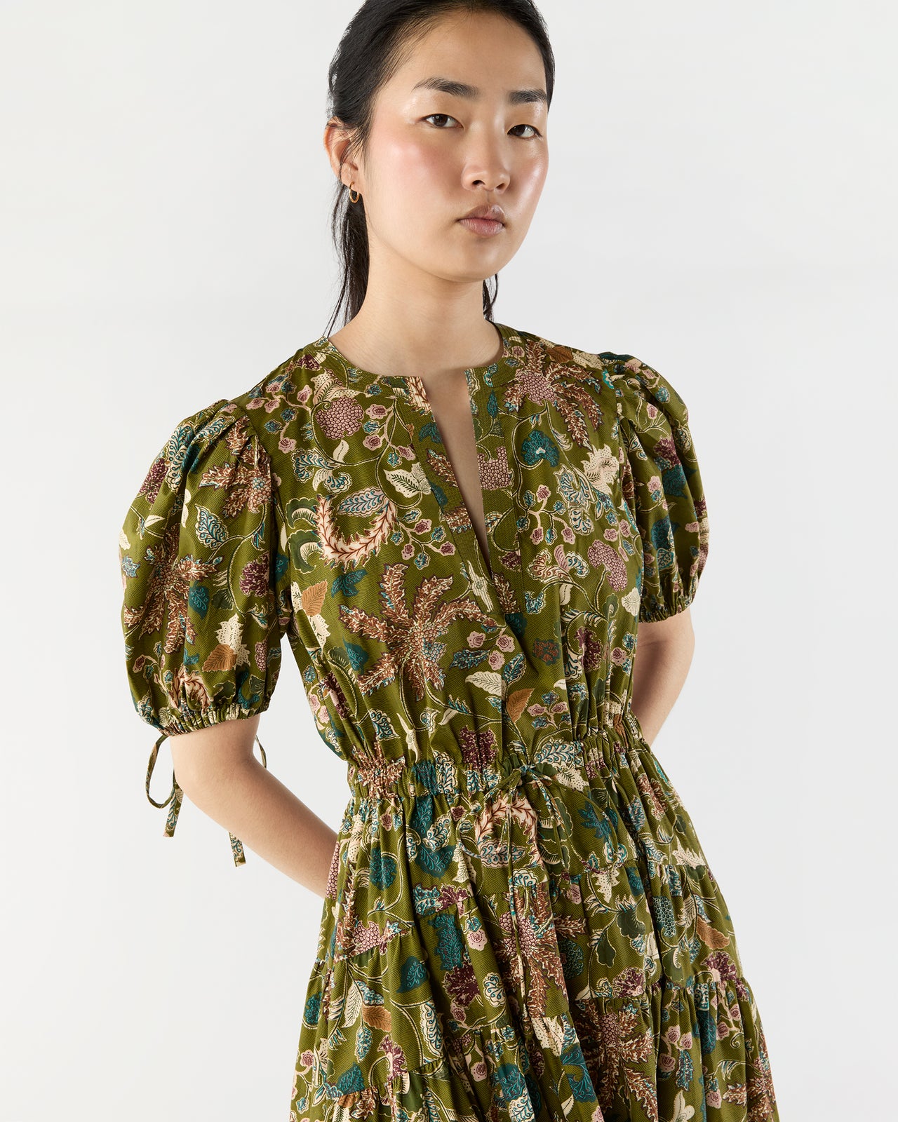 Adriana Short Sleeve Midi Dress in Lichen