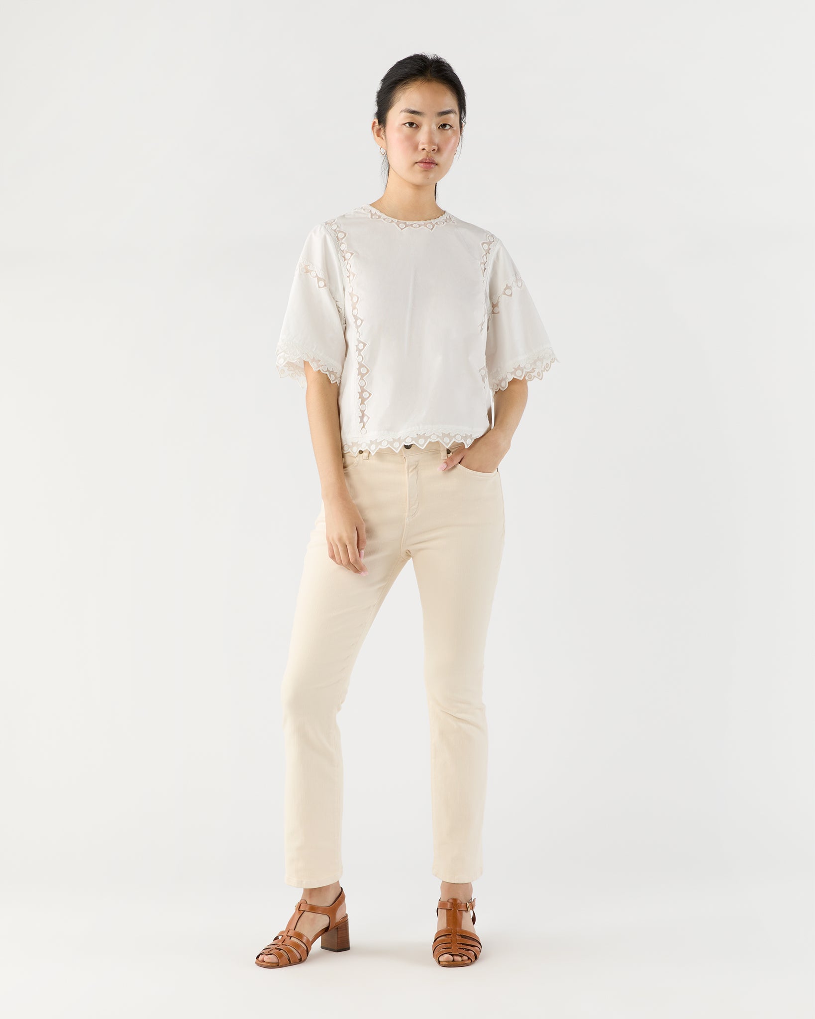 Kai Short Sleeve Top in Pristine