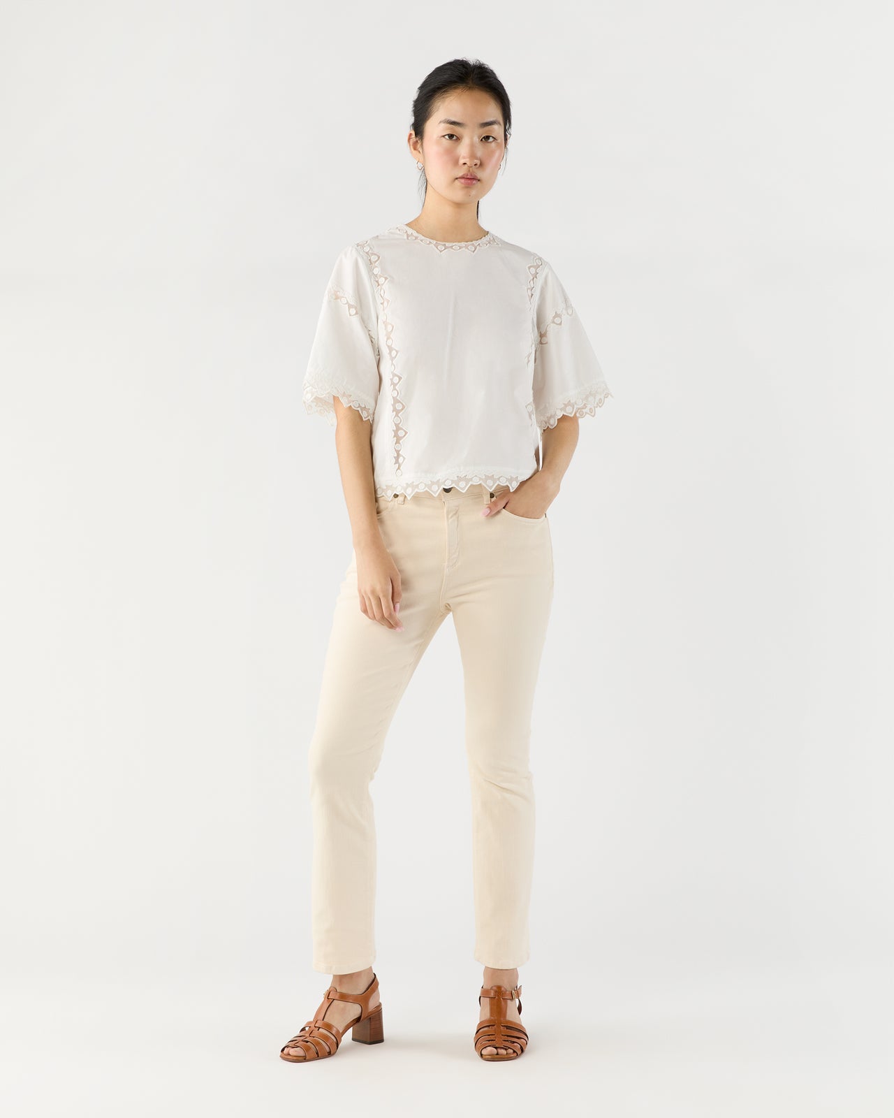 Kai Short Sleeve Top in Pristine