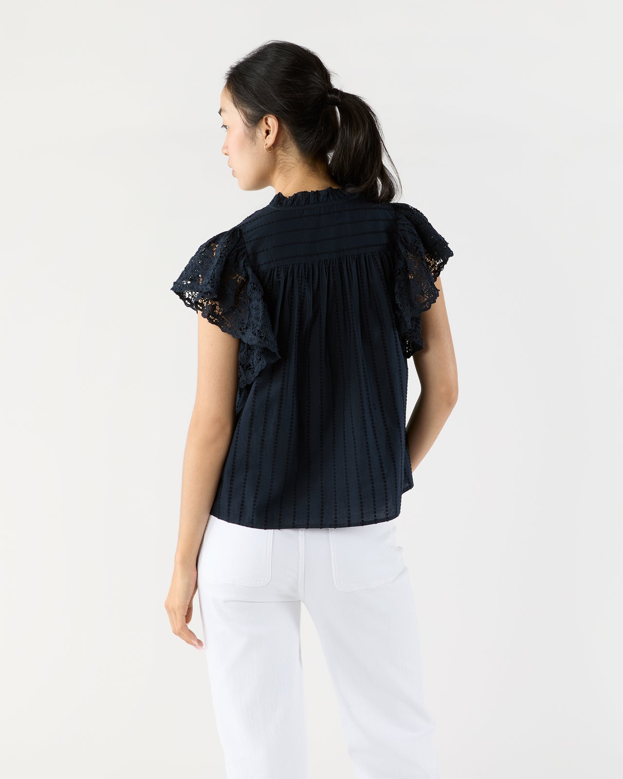 Jolie Flutter Sleeve Top in Midnight