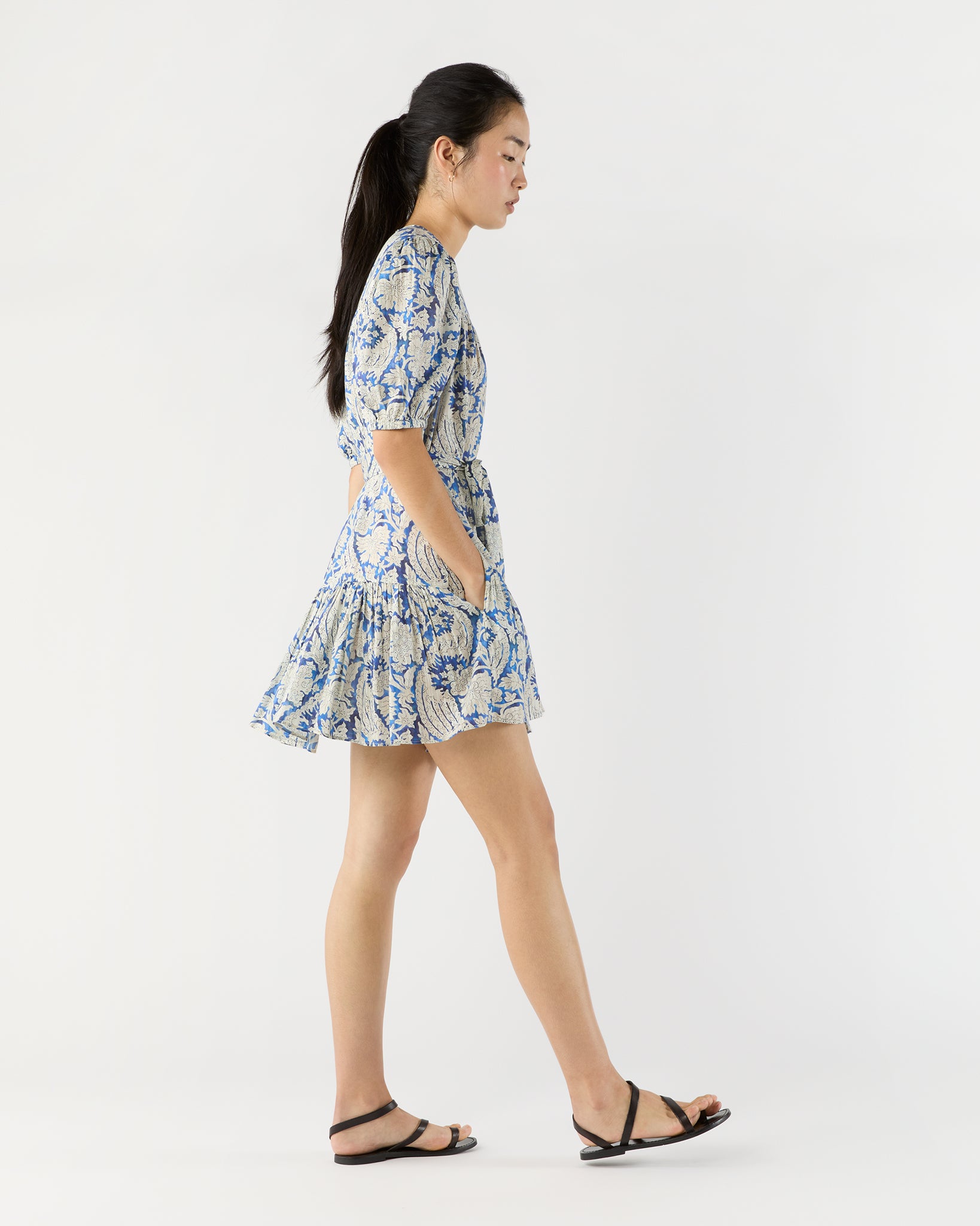 Rosalie Short Sleeve Mini Dress in Ciel