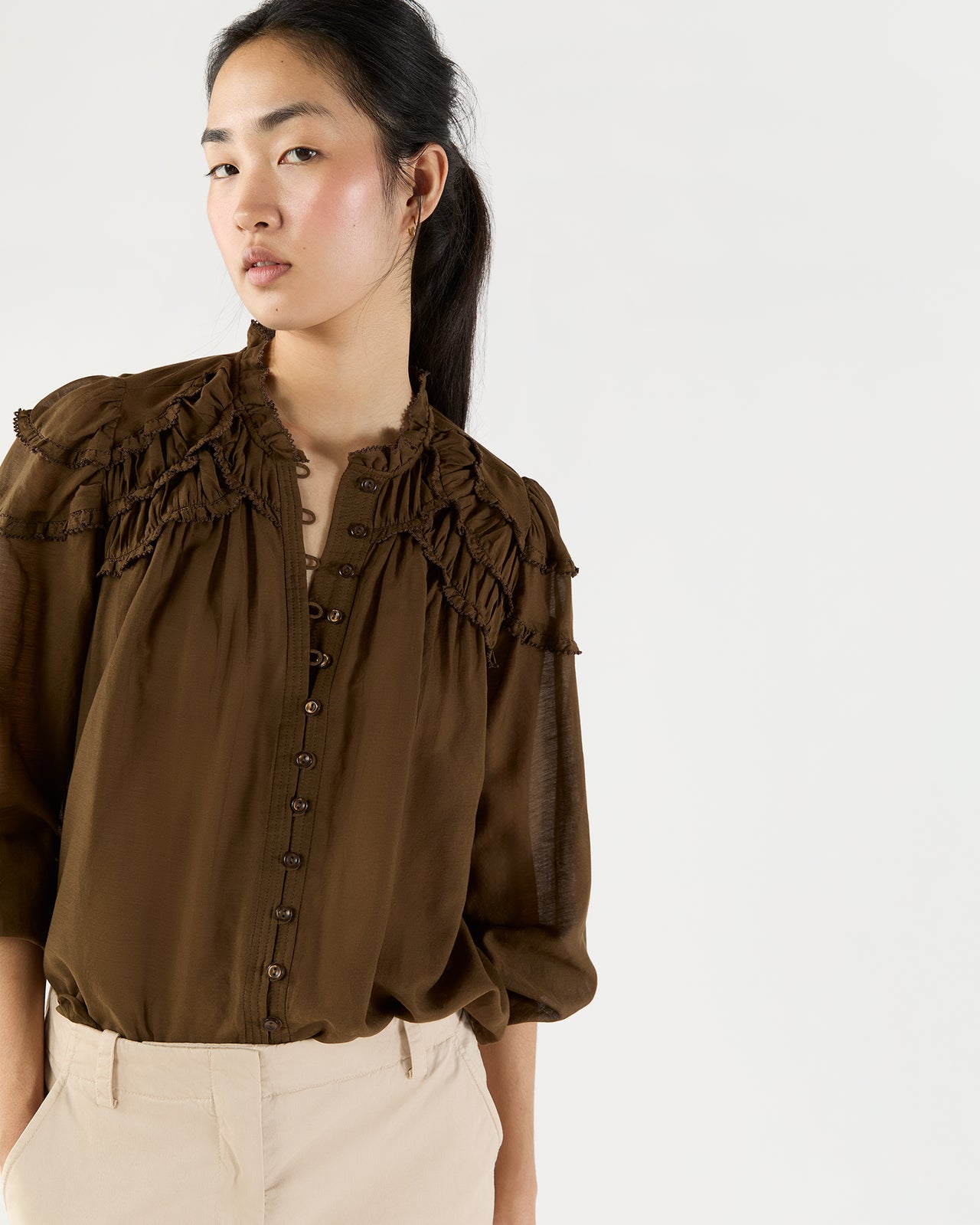 Christa Top in Dark Khaki