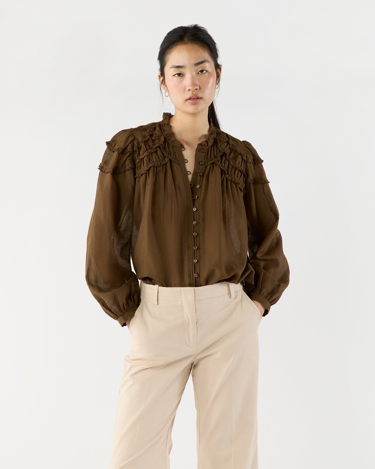 Christa Top in Dark Khaki