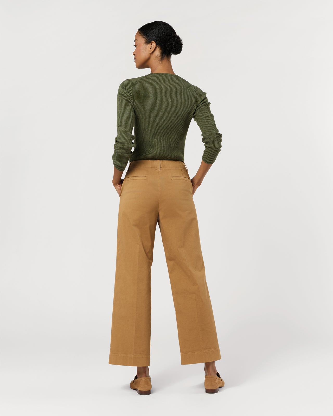 Frankie Cropped Pant in British Khaki Stretch Twill