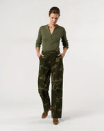 Load image into Gallery viewer, Long-Sleeved Nia Ribbed Henley in Covert Green Cotton/Silk
