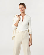 Load image into Gallery viewer, Long-Sleeved Nia Ribbed Henley in Ivory Cotton/Silk
