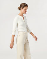 Load image into Gallery viewer, Long-Sleeved Nia Ribbed Henley in Ivory Cotton/Silk
