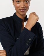 Load image into Gallery viewer, Marguerite Blazer in Navy Pinstripe Knit
