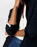 Load image into Gallery viewer, Marguerite Blazer in Navy Pinstripe Knit
