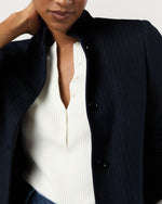 Load image into Gallery viewer, Marguerite Blazer in Navy Pinstripe Knit
