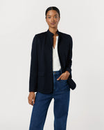 Load image into Gallery viewer, Marguerite Blazer in Navy Pinstripe Knit
