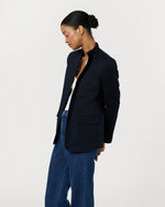 Load image into Gallery viewer, Marguerite Blazer in Navy Pinstripe Knit

