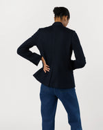 Load image into Gallery viewer, Marguerite Blazer in Navy Pinstripe Knit
