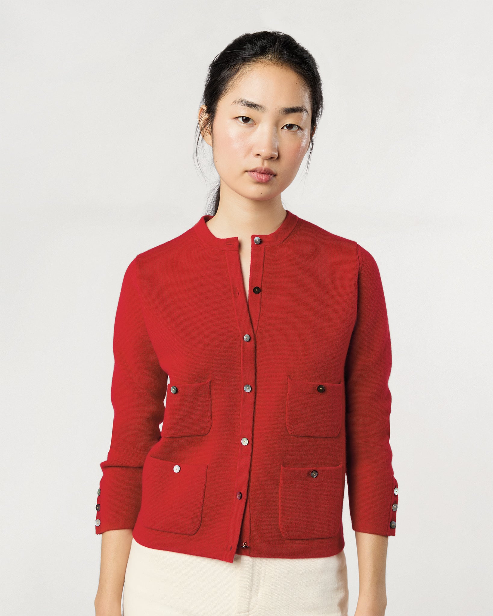 Gabby Cardigan in Red Cashmere