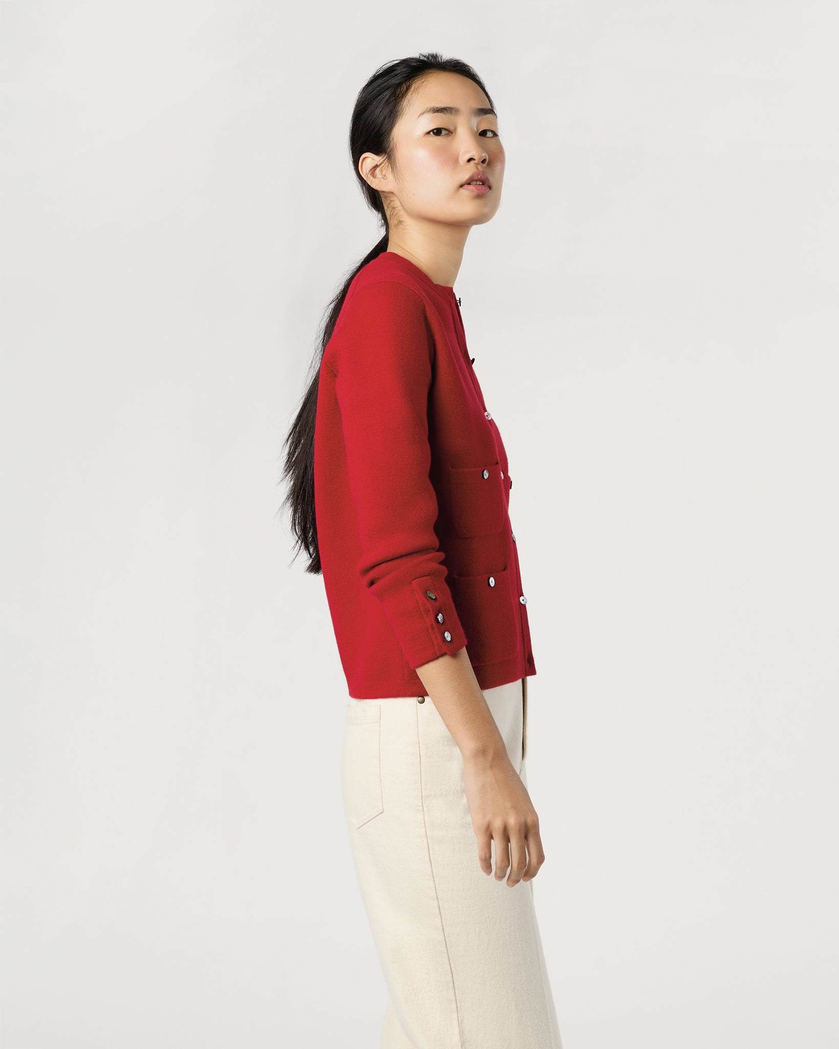 Gabby Cardigan in Red Cashmere