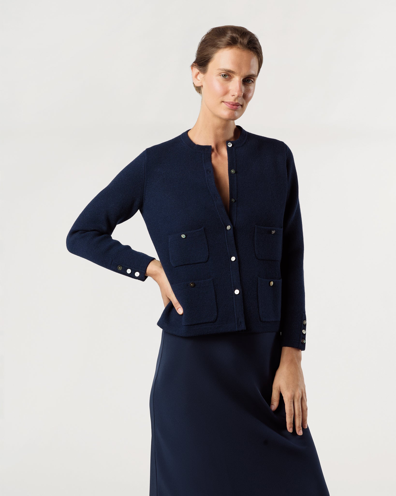 Gabby Cardigan in Navy Cashmere