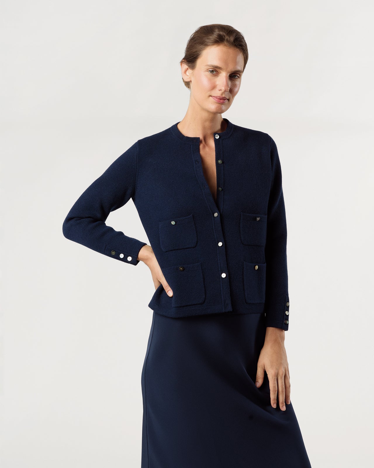 Gabby Cardigan in Navy Cashmere