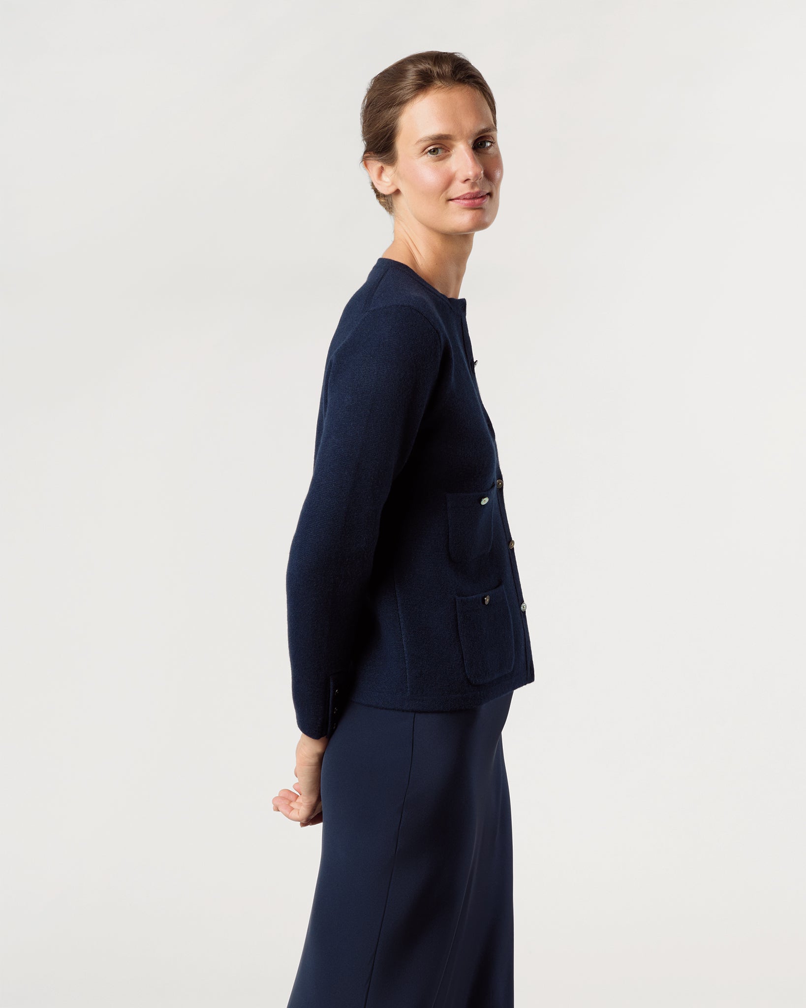 Gabby Cardigan in Navy Cashmere