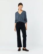 Load image into Gallery viewer, Kate V-Neck Sweater in Airforce Blue Escorial Wool
