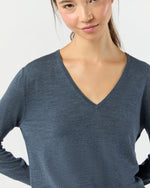 Load image into Gallery viewer, Kate V-Neck Sweater in Airforce Blue Escorial Wool
