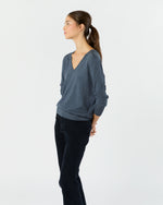 Load image into Gallery viewer, Kate V-Neck Sweater in Airforce Blue Escorial Wool

