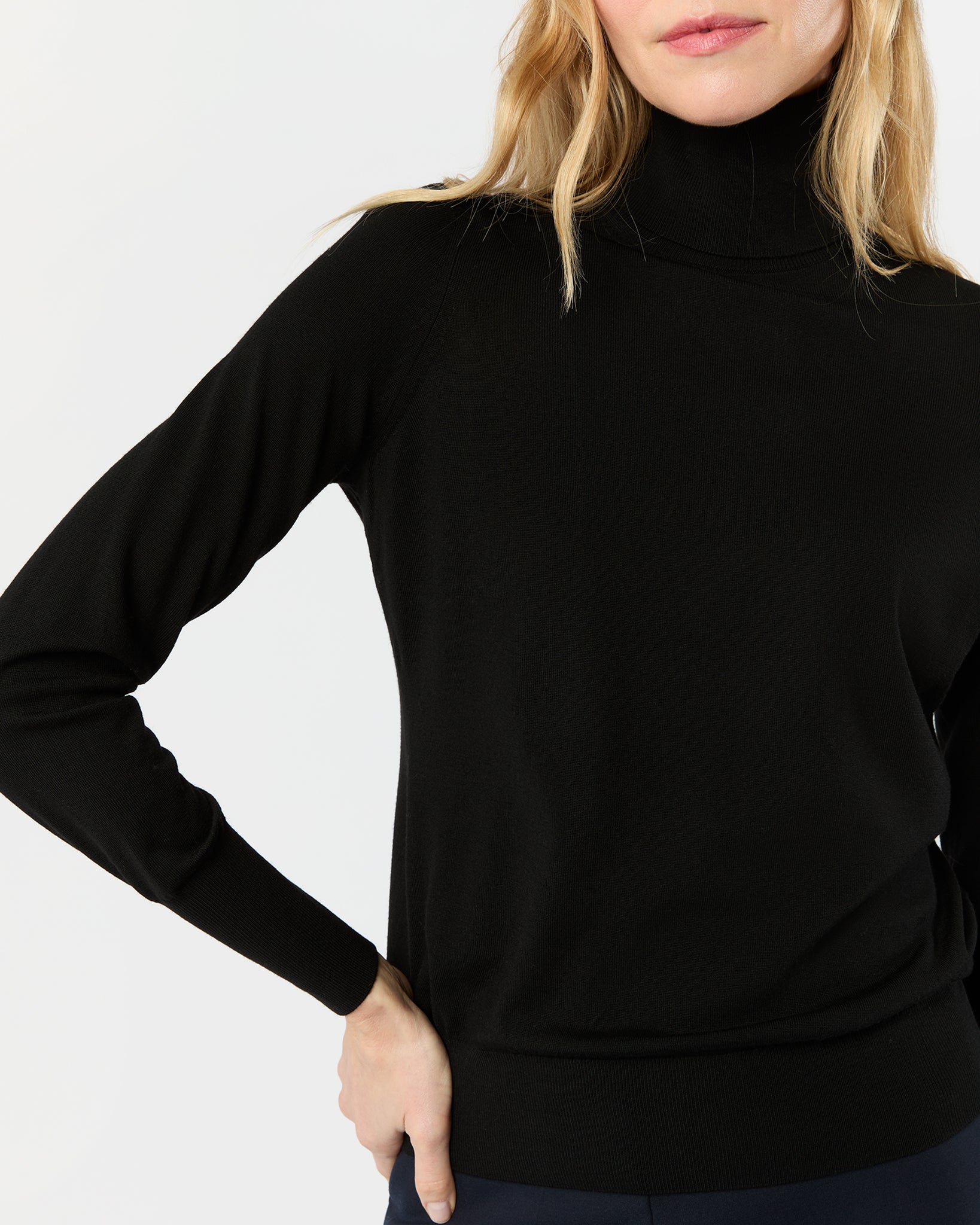 Alida Turtleneck Sweater in Black Escorial Wool