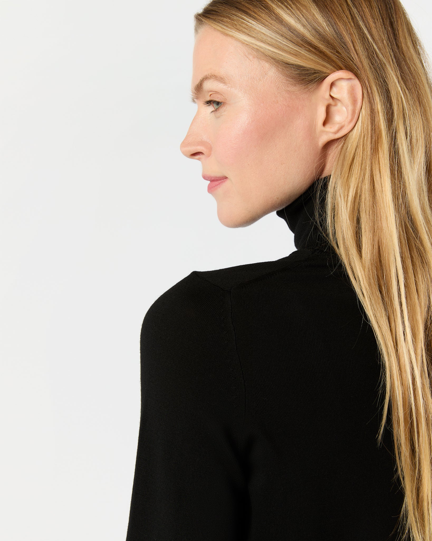Alida Turtleneck Sweater in Black Escorial Wool