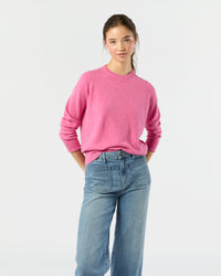 Kit Crewneck Sweater in Heather Raspberry Cashmere