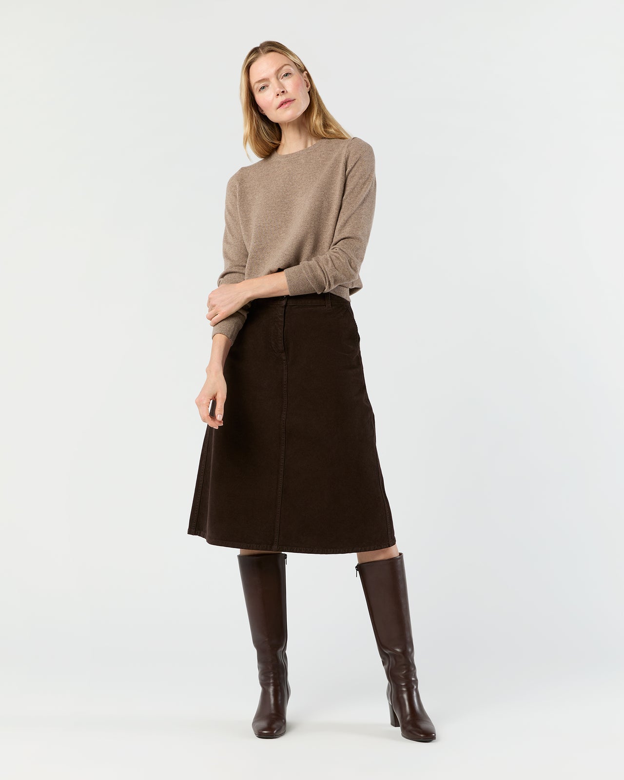 Connelly Skirt in Coffee Stretch Cord
