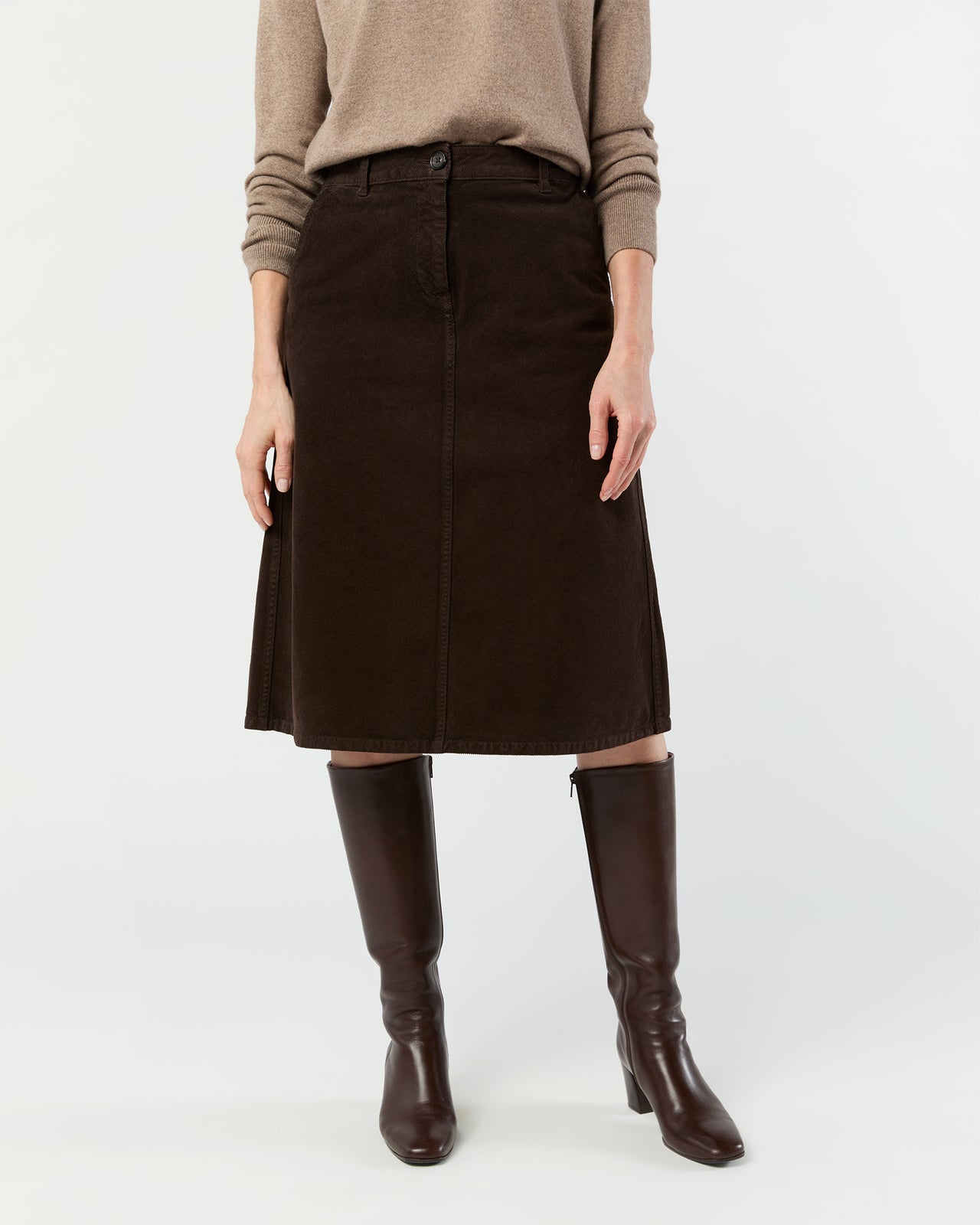 Connelly Skirt in Coffee Stretch Cord