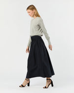 Load image into Gallery viewer, Adah Pintuck Skirt in Navy Paperweight Stretch Poplin
