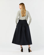 Load image into Gallery viewer, Adah Pintuck Skirt in Navy Paperweight Stretch Poplin

