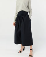 Load image into Gallery viewer, Adah Pintuck Skirt in Navy Paperweight Stretch Poplin
