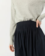 Load image into Gallery viewer, Adah Pintuck Skirt in Navy Paperweight Stretch Poplin
