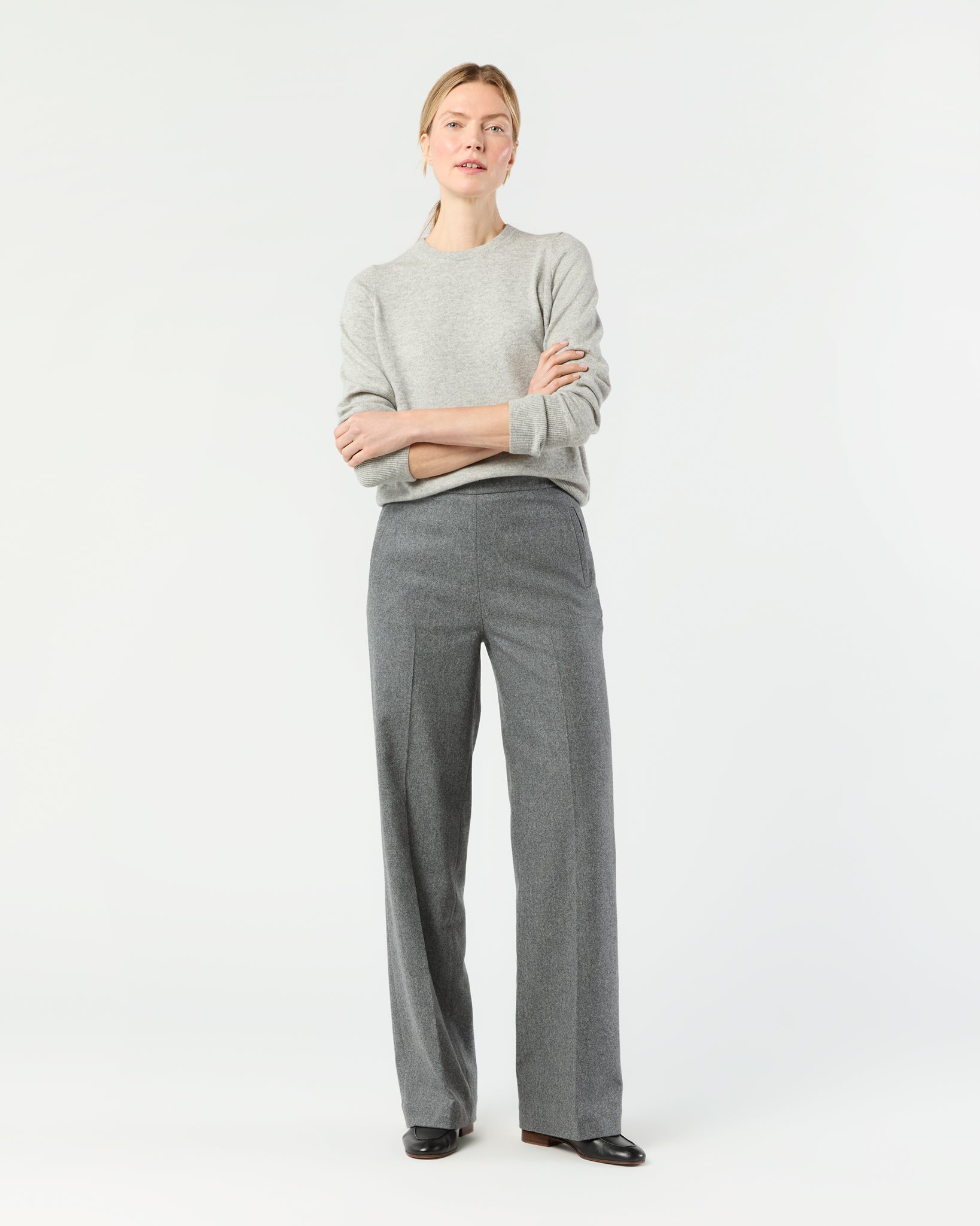 Hutton Pant in Heather Grey Stretch Flannel