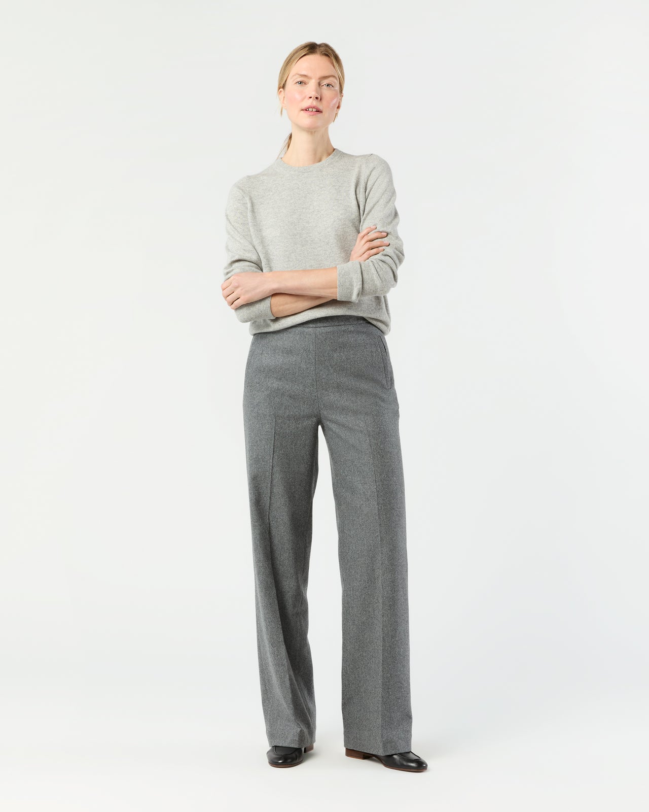 Hutton Pant in Heather Grey Stretch Flannel