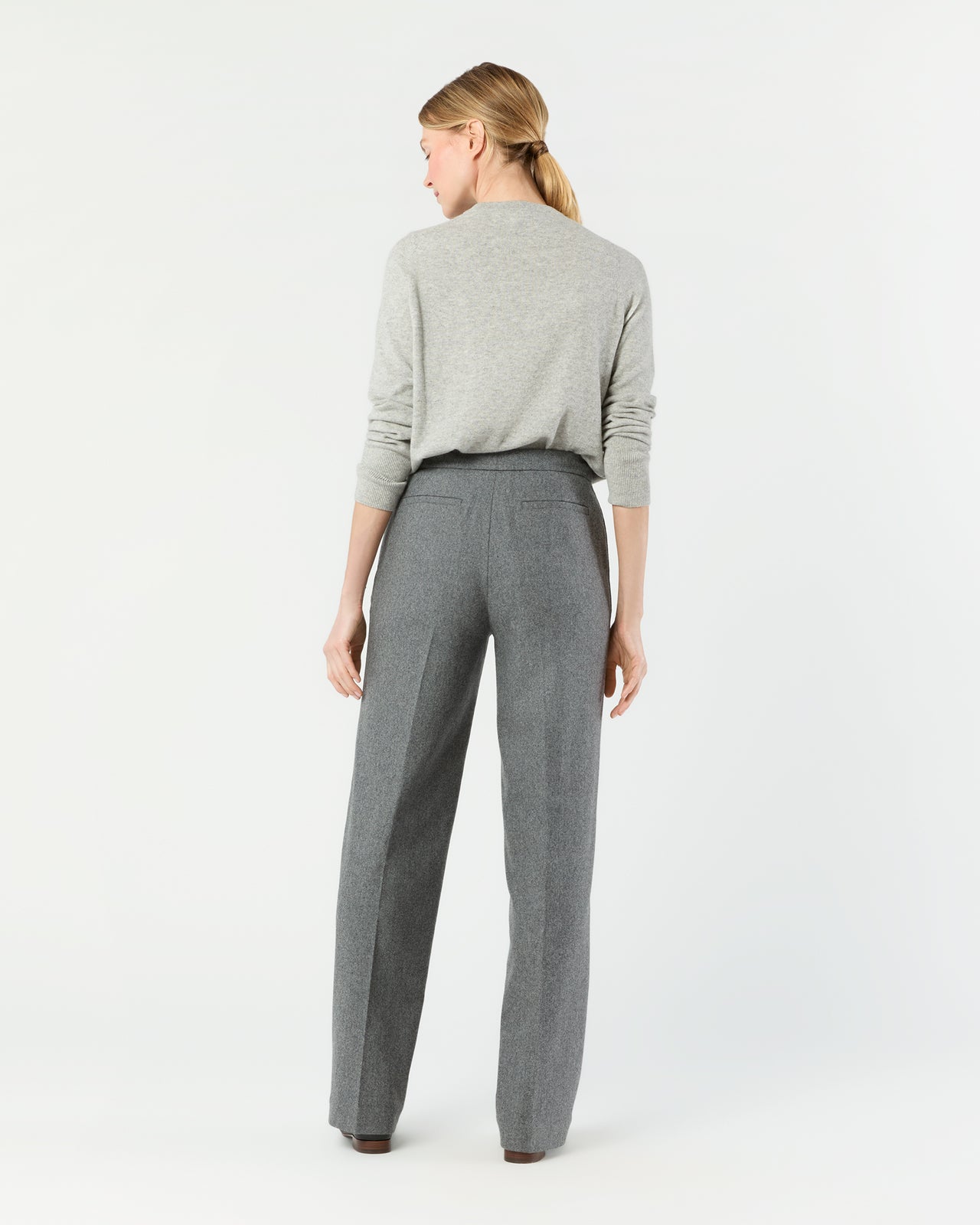 Hutton Pant in Heather Grey Stretch Flannel