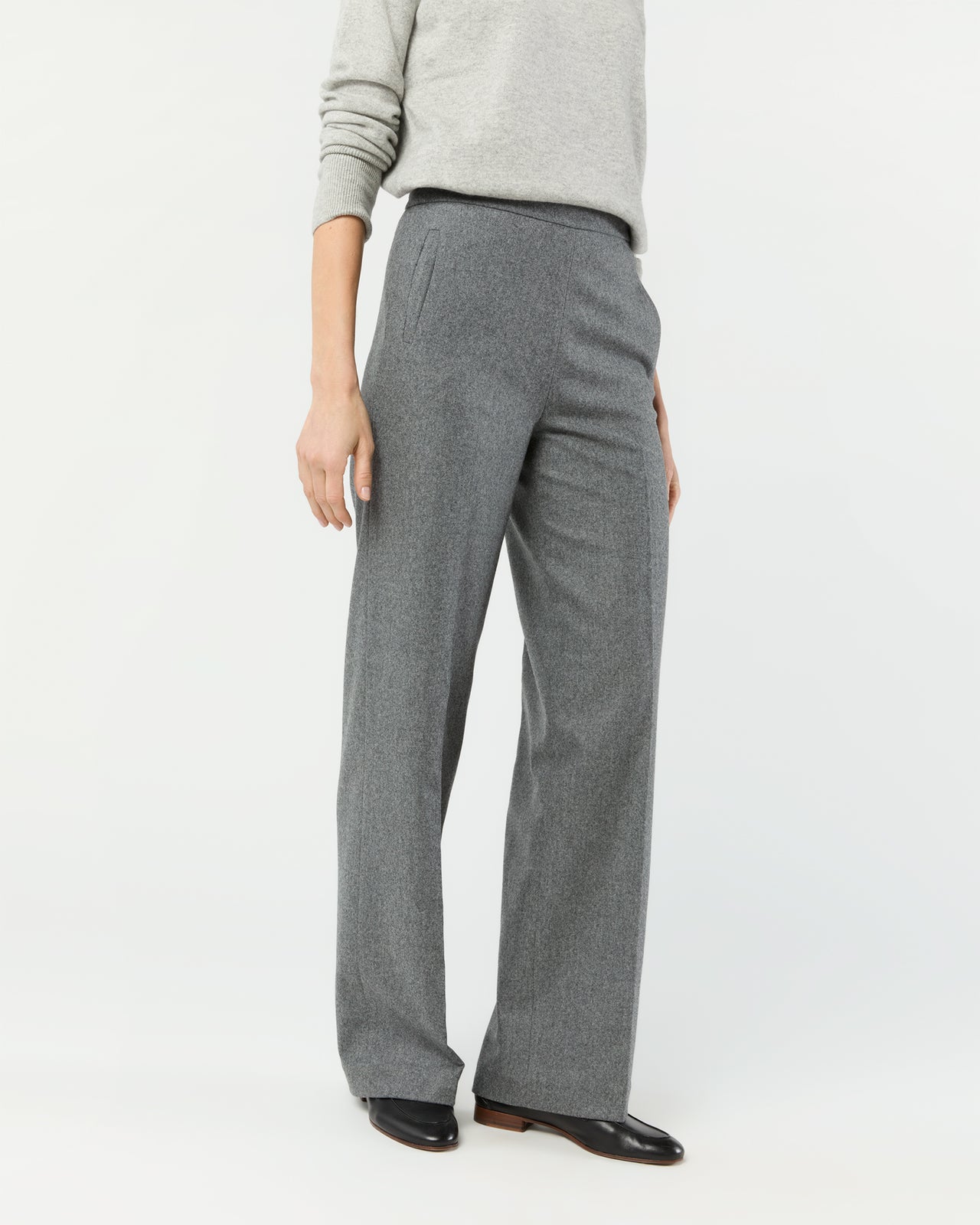 Hutton Pant in Heather Grey Stretch Flannel