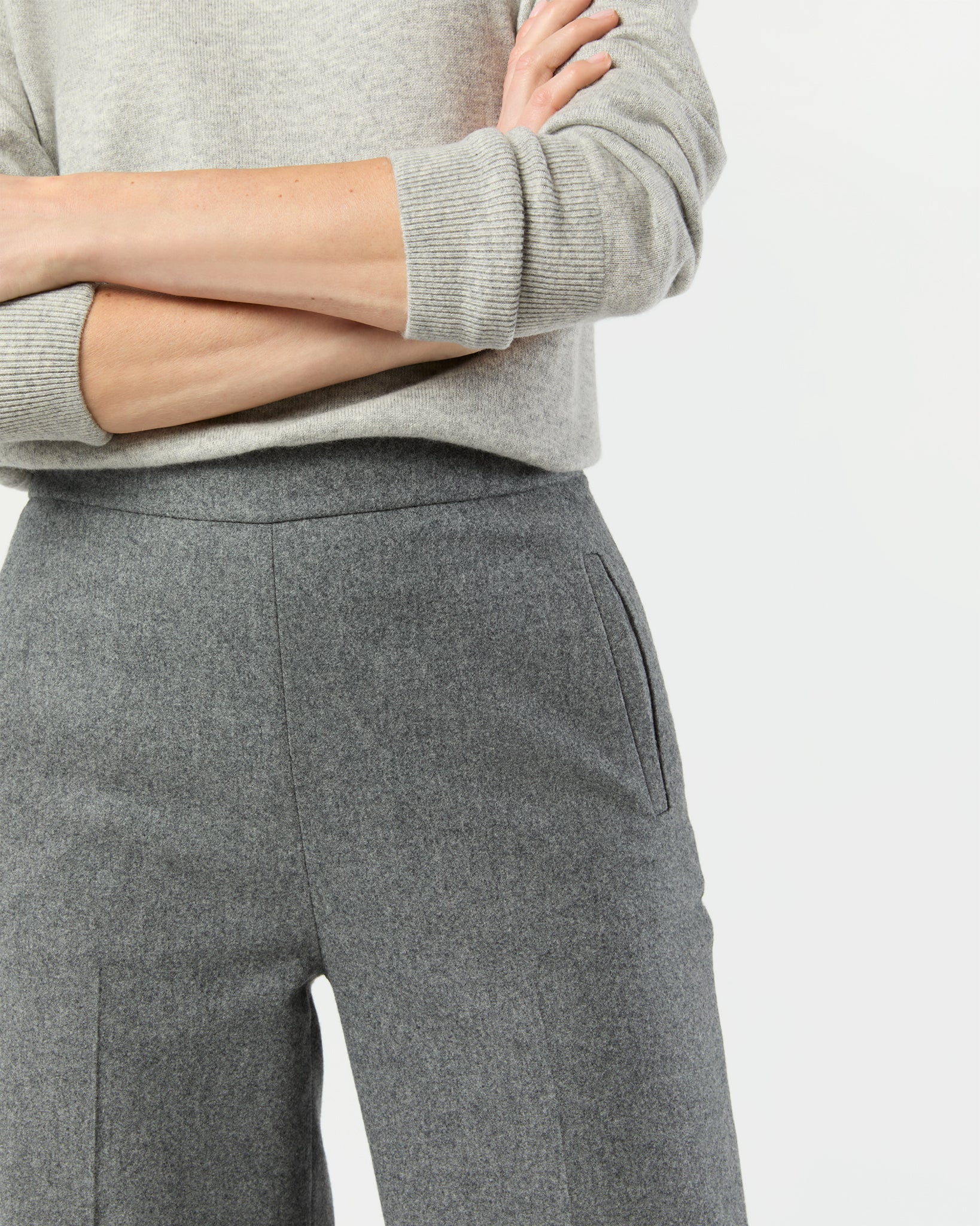 Hutton Pant in Heather Grey Stretch Flannel