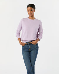 Kit Crewneck Sweater in Heather Lavender Cashmere