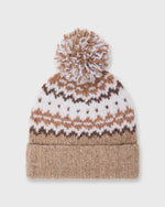 Load image into Gallery viewer, Fair Isle Pom-Pom Beanie in Camel Donegal Multi Cashmere
