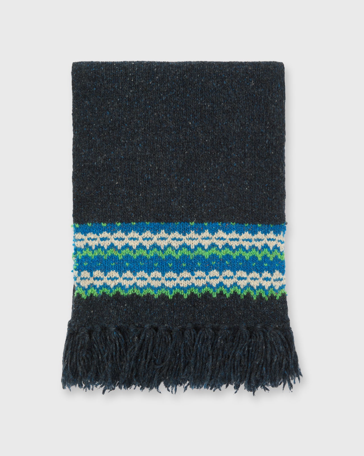 Fair Isle Scarf in Indigo Donegal Multi Cashmere