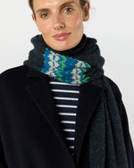 Load image into Gallery viewer, Fair Isle Scarf in Indigo Donegal Multi Cashmere
