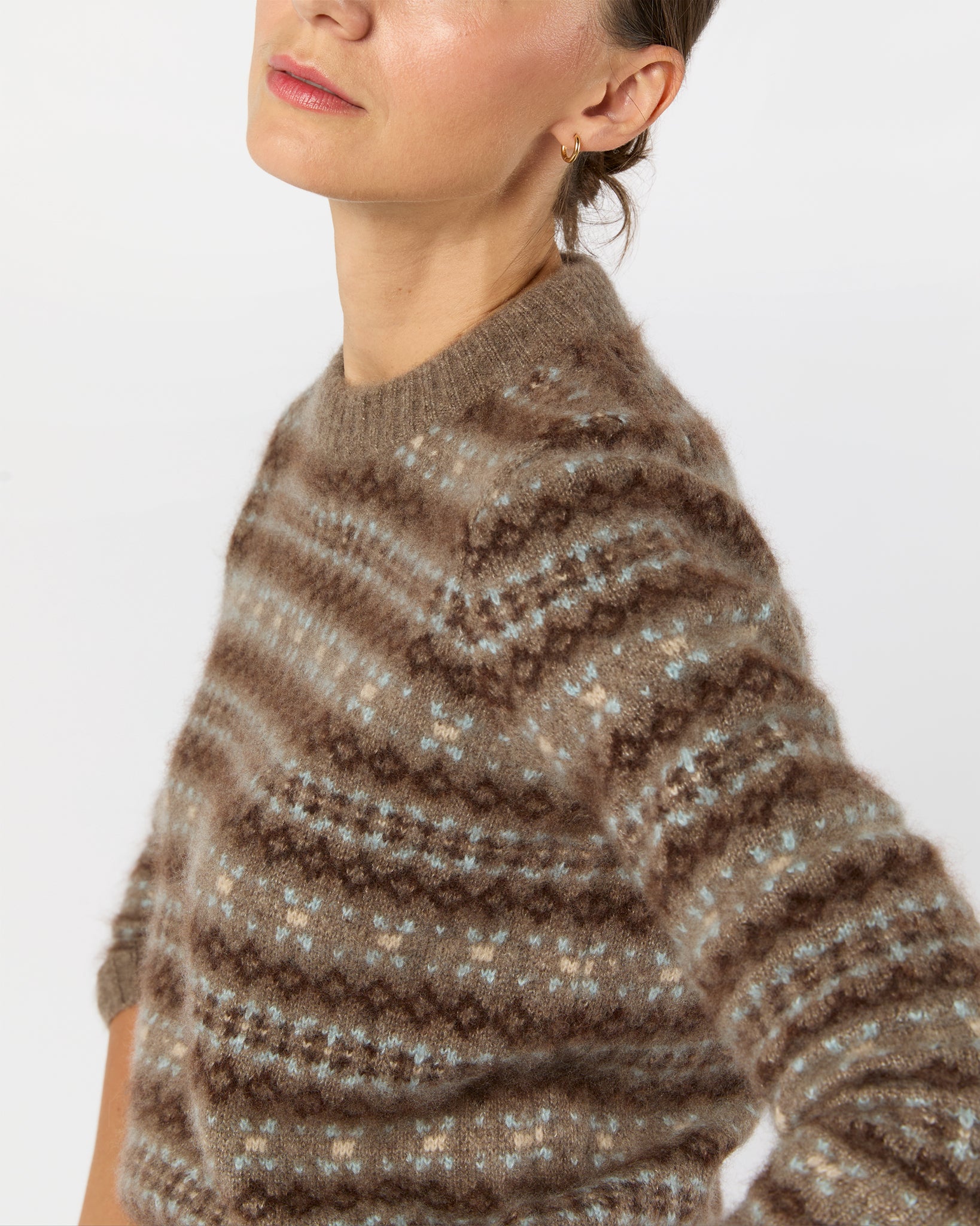 Alpine Fair Isle Sweater in Hazelnut Multi Cashmere/Silk